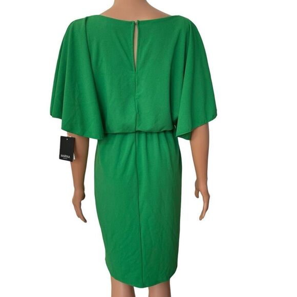 Marina green crepe shirt dress with elastic waist stretch size S NWT - Picture 4 of 10